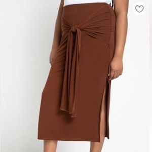 Eloquii brown tie front skirt